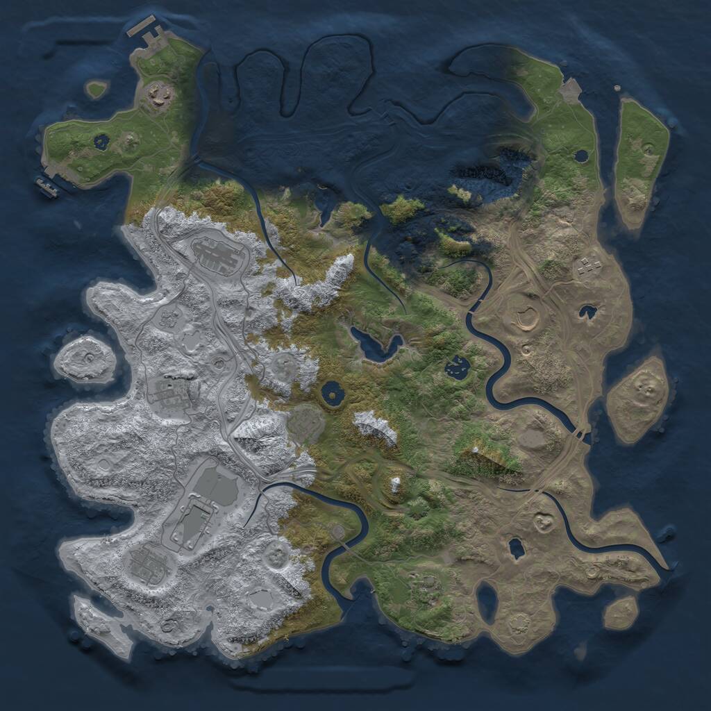 Rust Map: Procedural Map, Size: 4500, Seed: 359019845, 16 Monuments