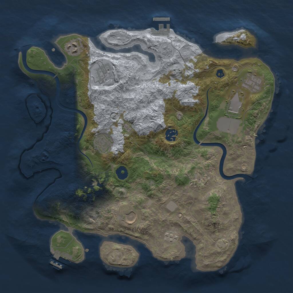 Rust Map: Procedural Map, Size: 3500, Seed: 572077690, 15 Monuments