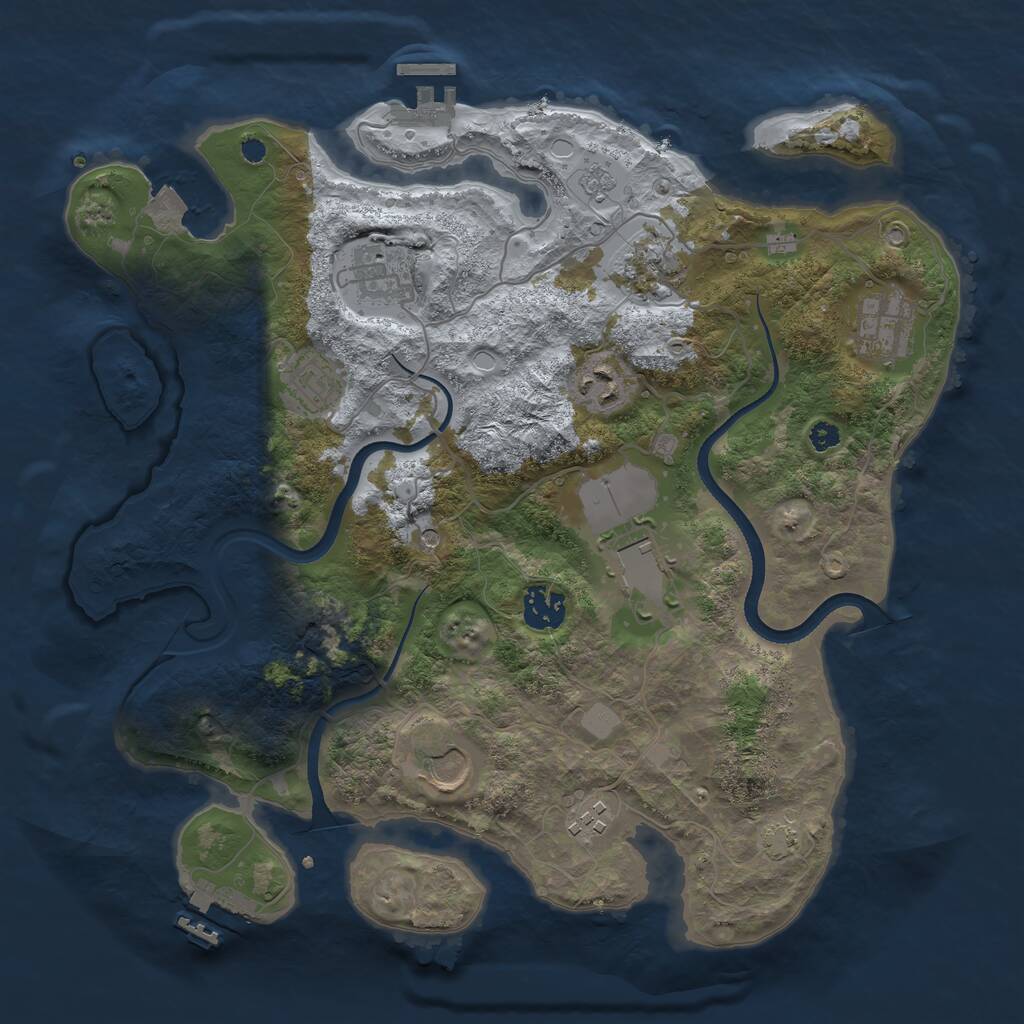 Rust Map: Procedural Map, Size: 3500, Seed: 572077690, 15 Monuments