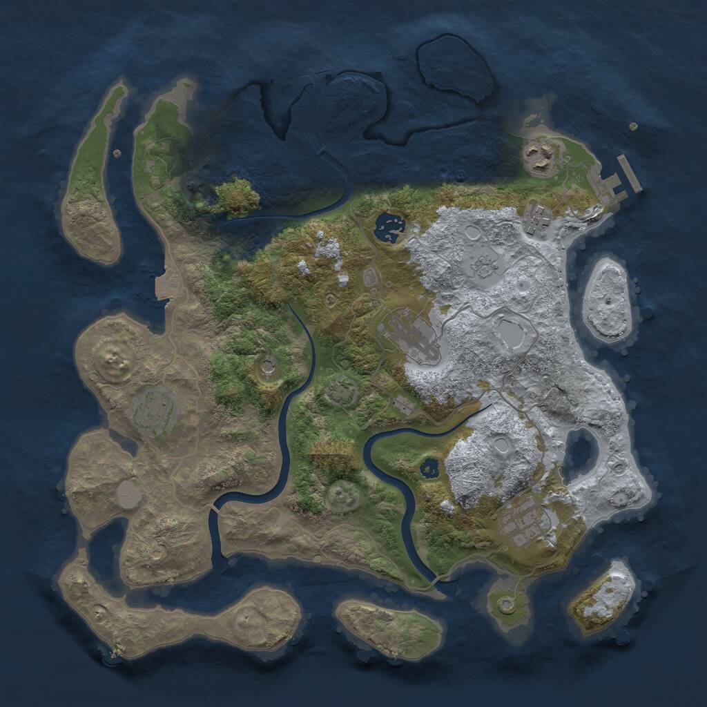 Rust Map: Procedural Map, Size: 3500, Seed: 786875, 11 Monuments