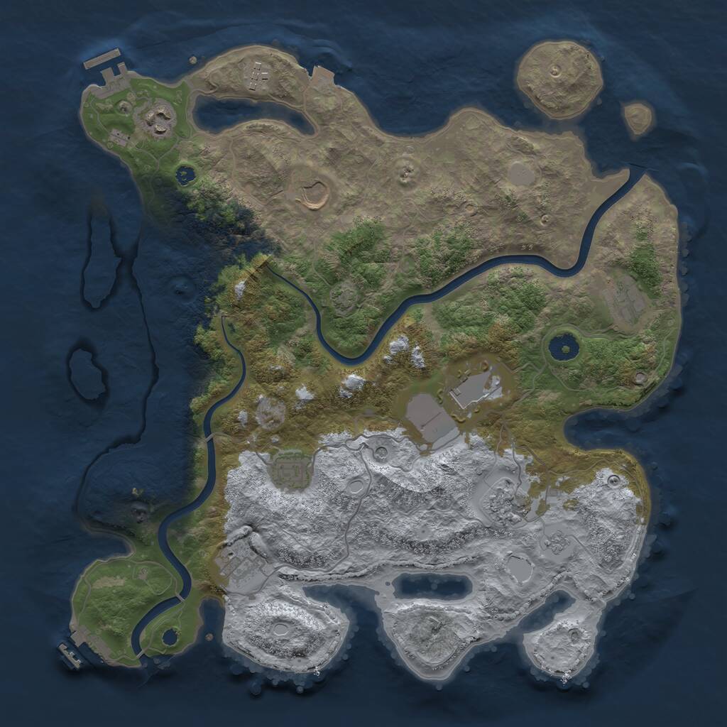 Rust Map: Procedural Map, Size: 3850, Seed: 2168894, 14 Monuments