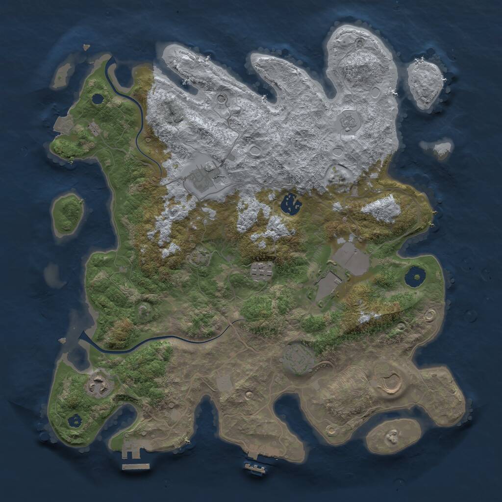 Rust Map: Procedural Map, Size: 3700, Seed: 1393786073, 13 Monuments