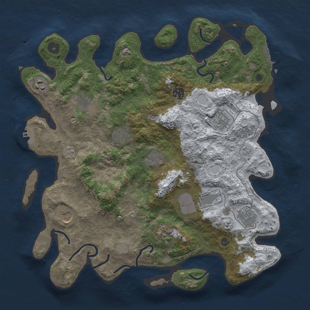 Rust Map: Procedural Map, Size: 3850, Seed: 1347490720, 20 Monuments