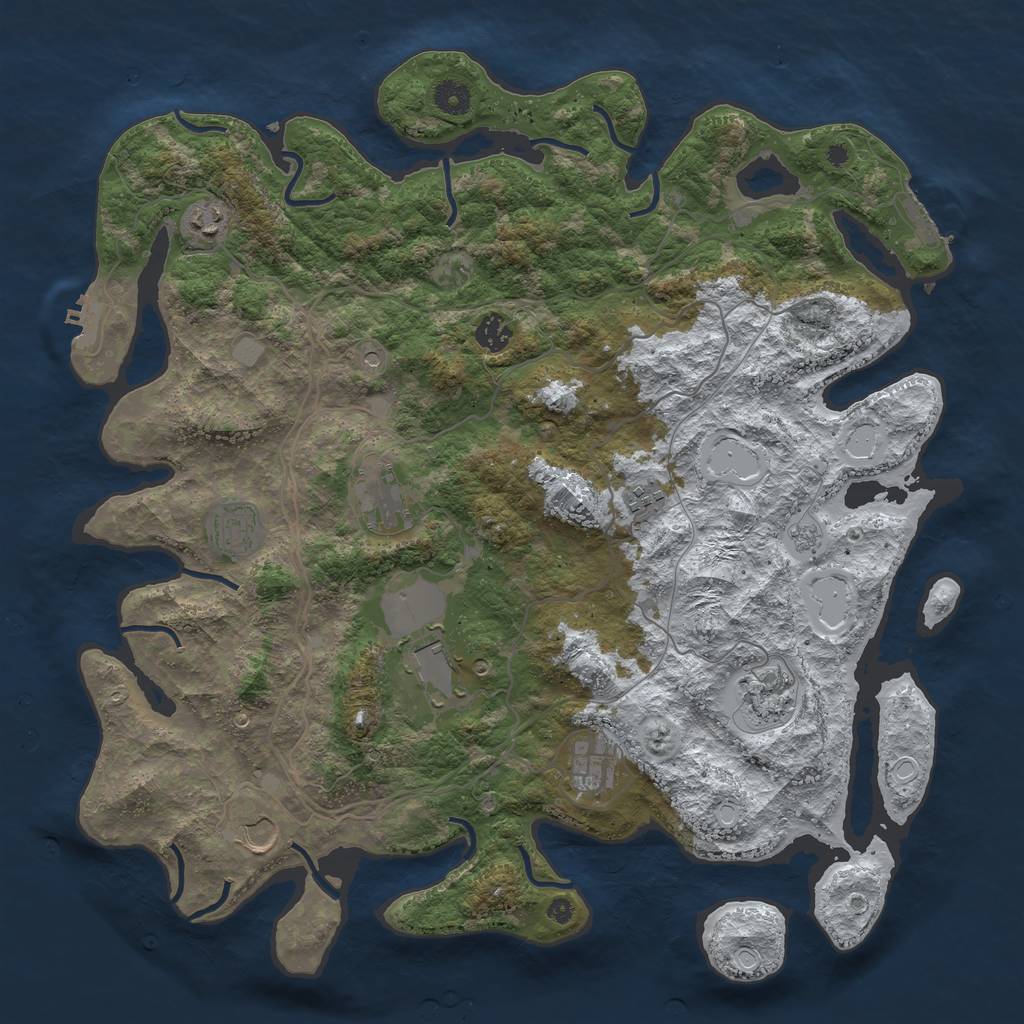 Rust Map: Procedural Map, Size: 4250, Seed: 4385837, 18 Monuments