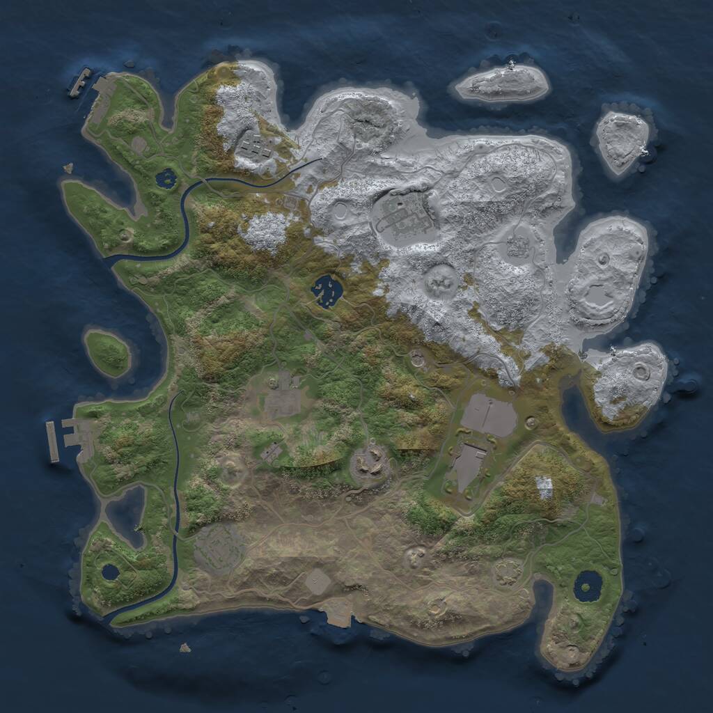 Rust Map: Procedural Map, Size: 3500, Seed: 4248837, 13 Monuments