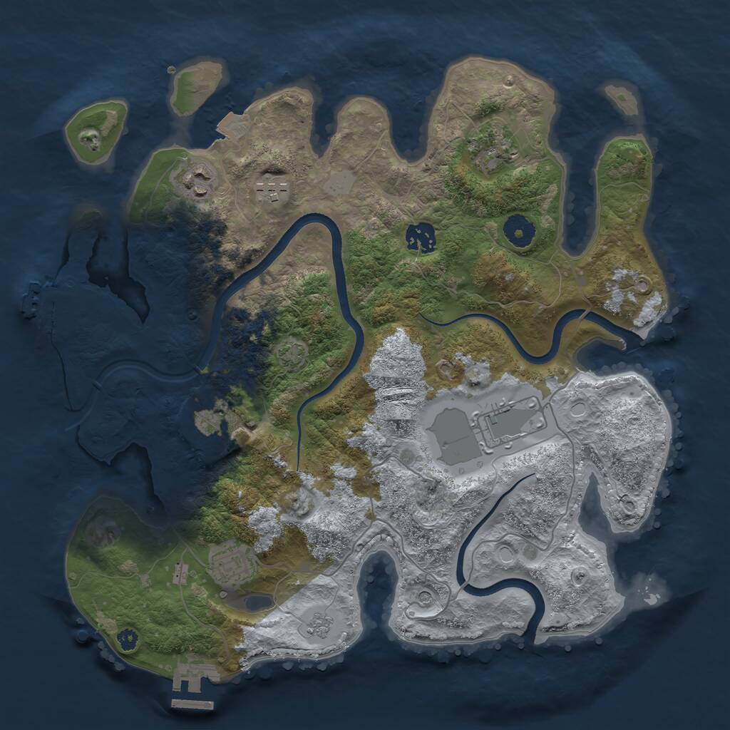 Rust Map: Procedural Map, Size: 3500, Seed: 880928336, 13 Monuments