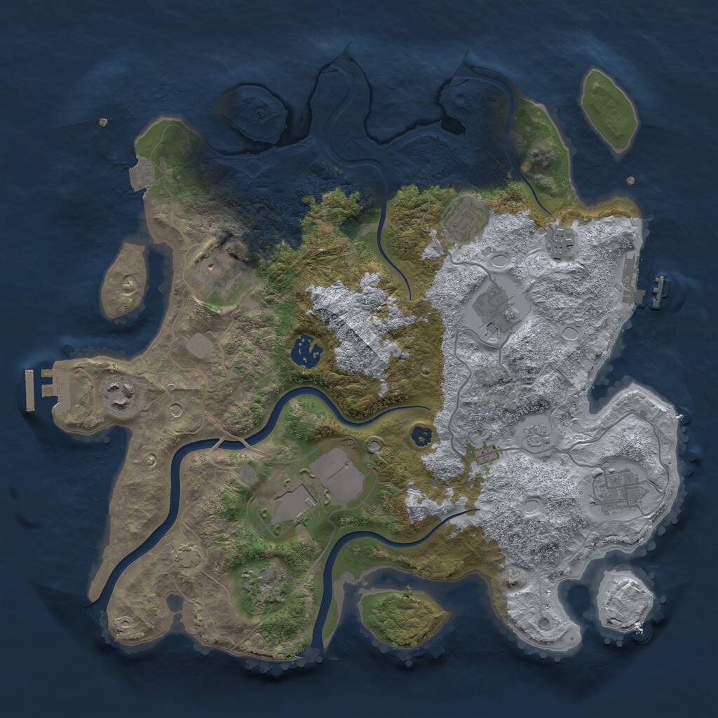 Rust Map: Procedural Map, Size: 3500, Seed: 491749242, 15 Monuments