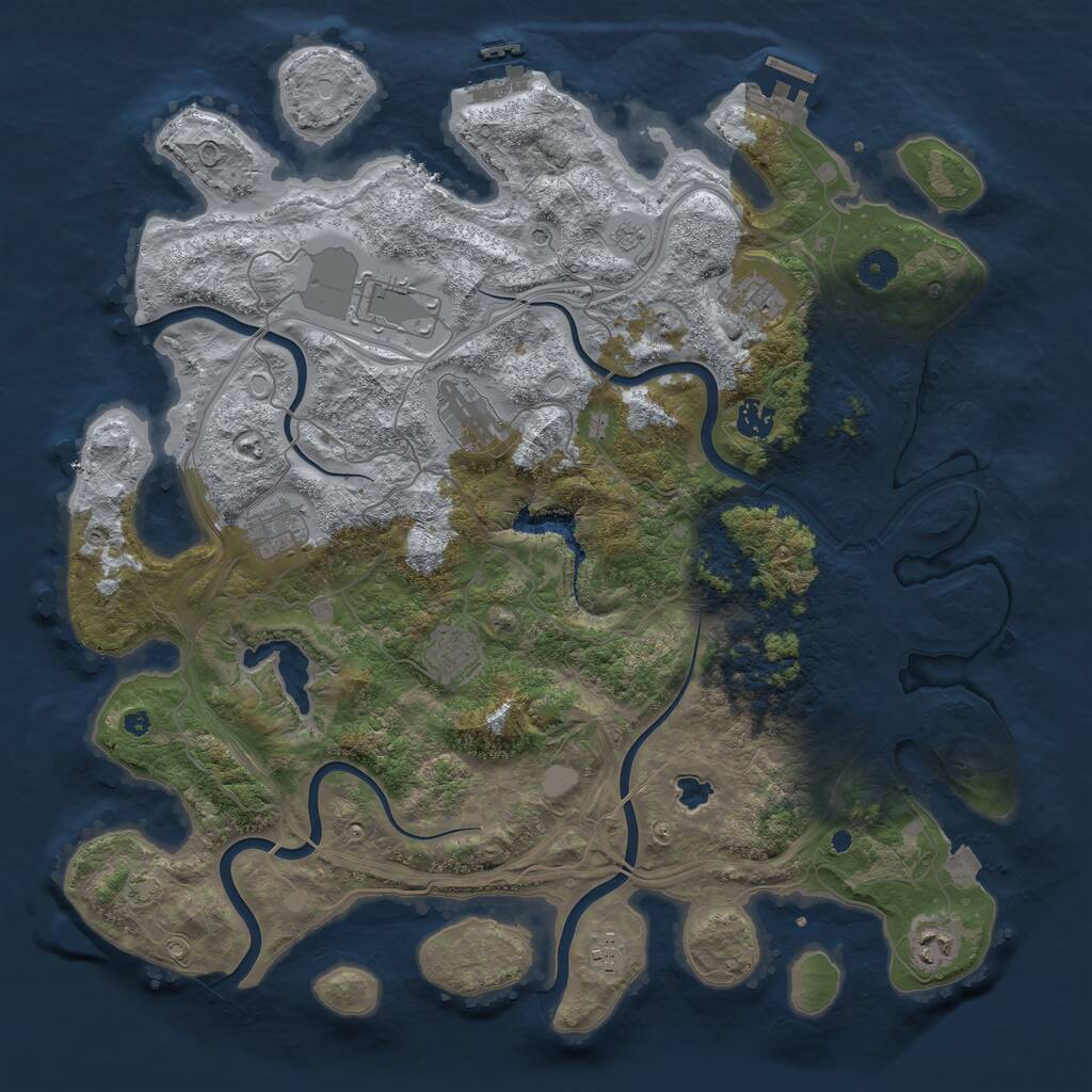Rust Map: Procedural Map, Size: 4250, Seed: 5555555, 14 Monuments