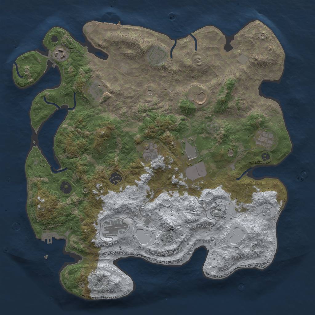 Rust Map: Procedural Map, Size: 3950, Seed: 934916952, 20 Monuments