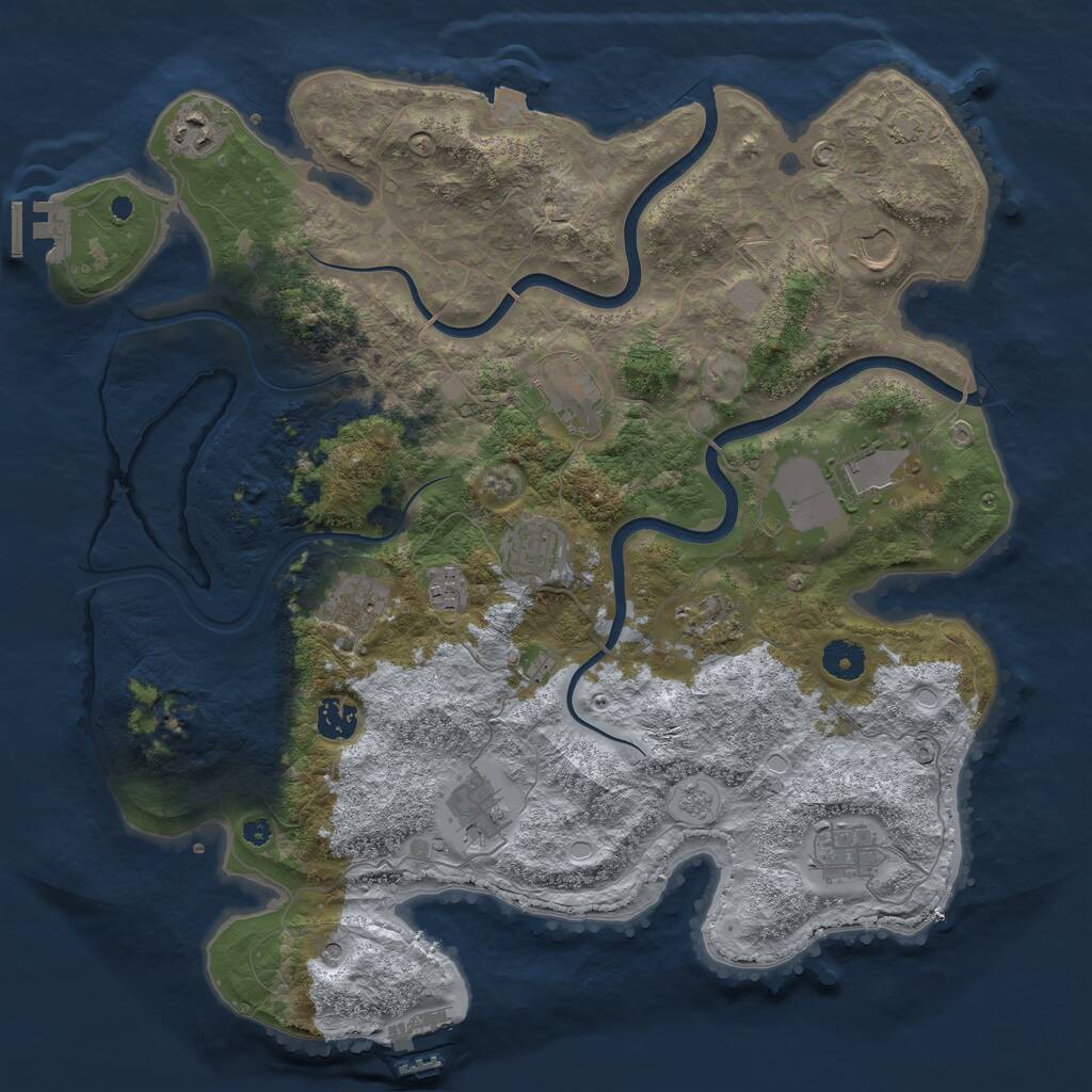 Rust Map: Procedural Map, Size: 3950, Seed: 934916952, 17 Monuments