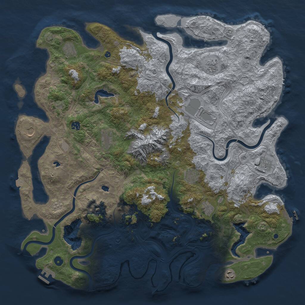 Rust Map: Procedural Map, Size: 5000, Seed: 156489, 17 Monuments