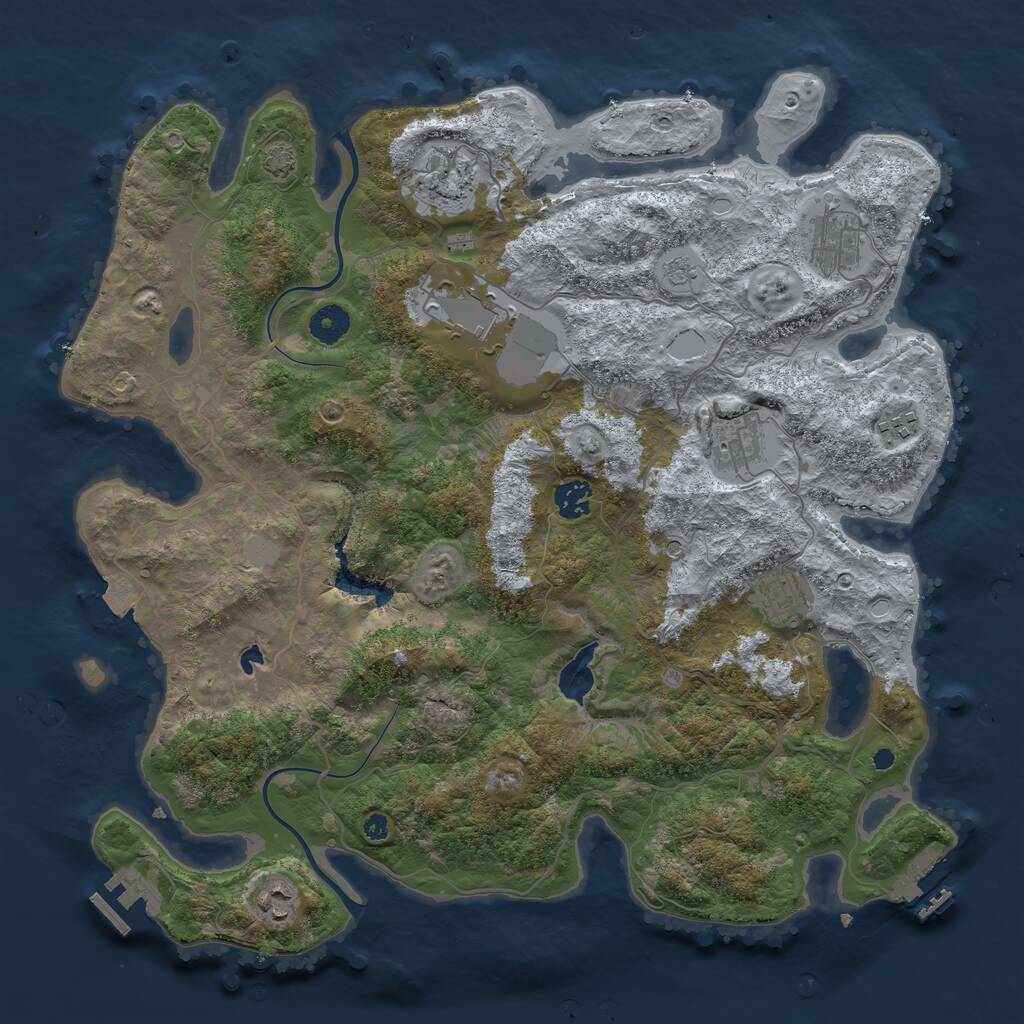 Rust Map: Procedural Map, Size: 4000, Seed: 65454, 14 Monuments