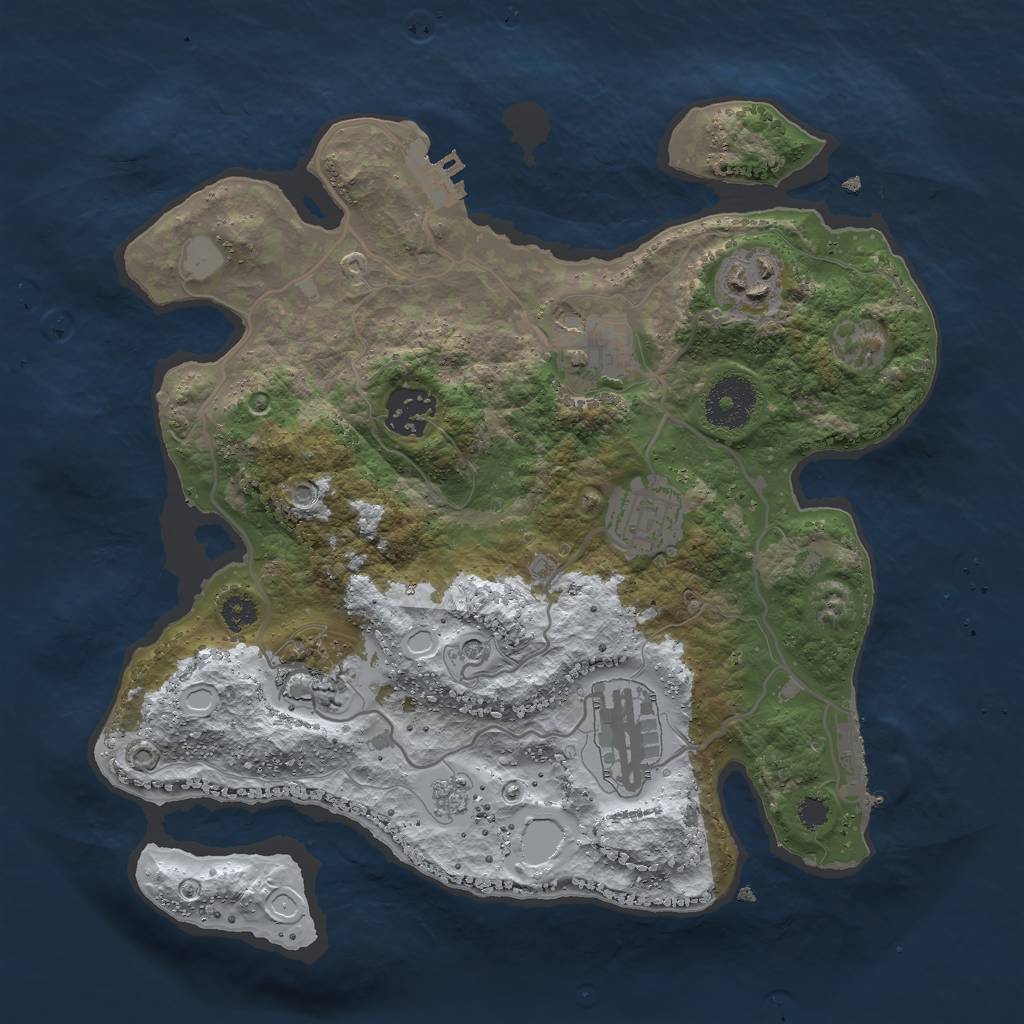 Rust Map: Procedural Map, Size: 3000, Seed: 128570635, 15 Monuments