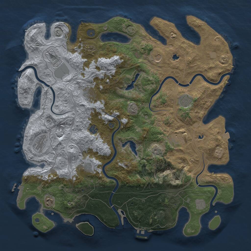 Rust Map: Procedural Map, Size: 4500, Seed: 476023239, 19 Monuments