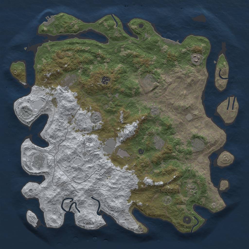 Rust Map: Procedural Map, Size: 4500, Seed: 587645, 19 Monuments