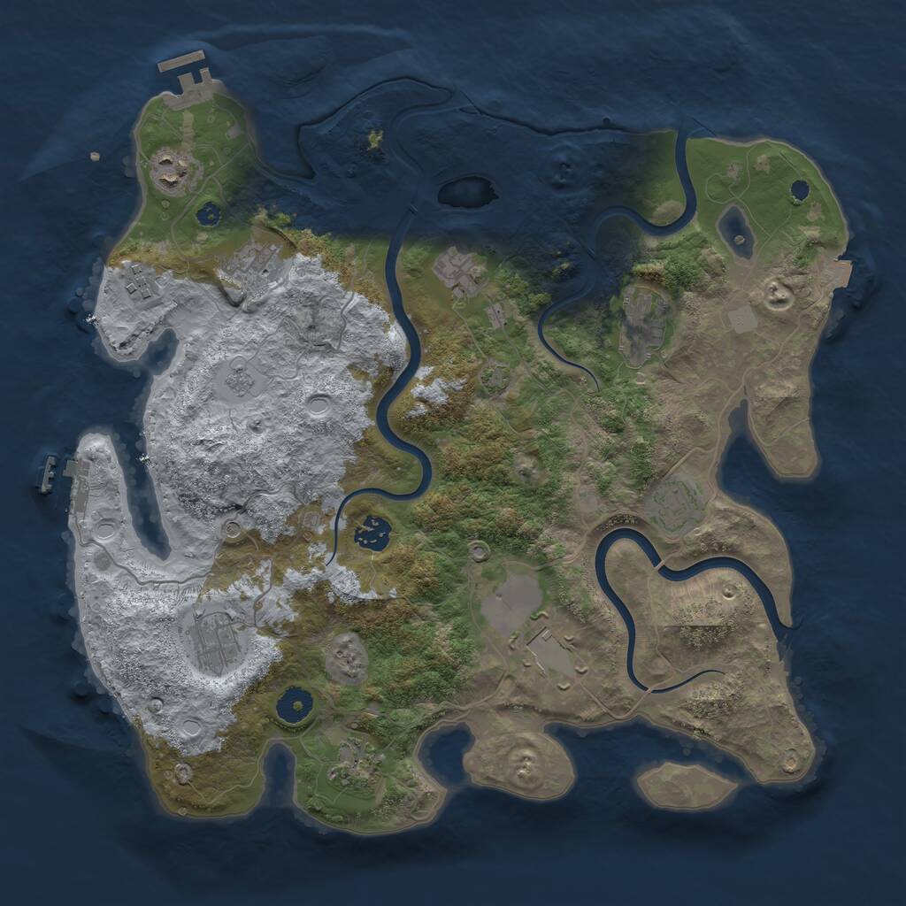 Rust Map: Procedural Map, Size: 3850, Seed: 1207408205, 16 Monuments