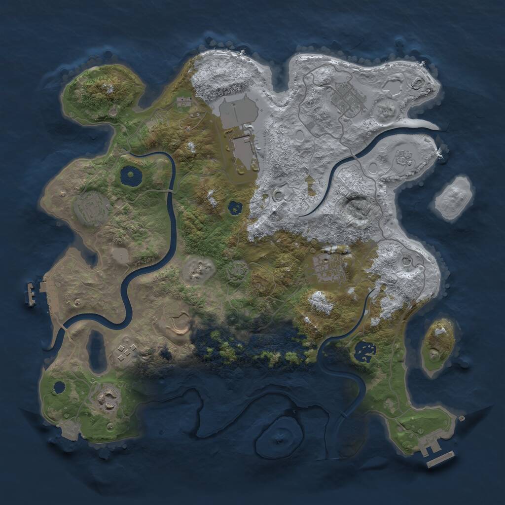 Rust Map: Procedural Map, Size: 3500, Seed: 85113797, 14 Monuments