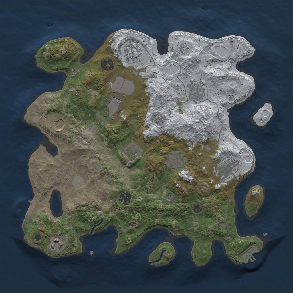 Rust Map: Procedural Map, Size: 3500, Seed: 85113797, 19 Monuments