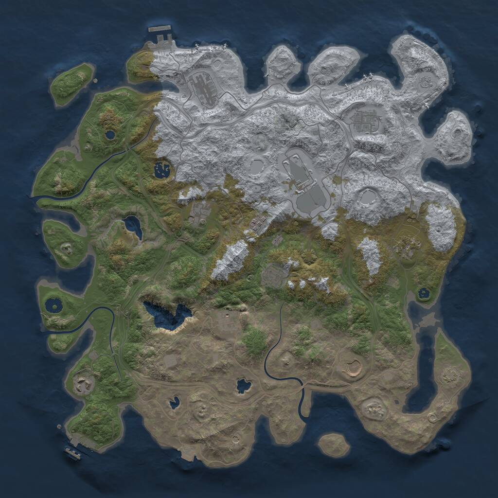 Rust Map: Procedural Map, Size: 4500, Seed: 1341041593, 17 Monuments