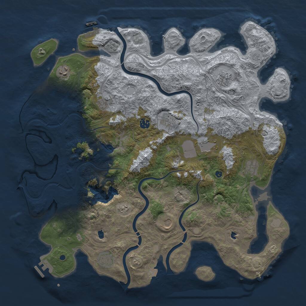 Rust Map: Procedural Map, Size: 4500, Seed: 1341041593, 16 Monuments