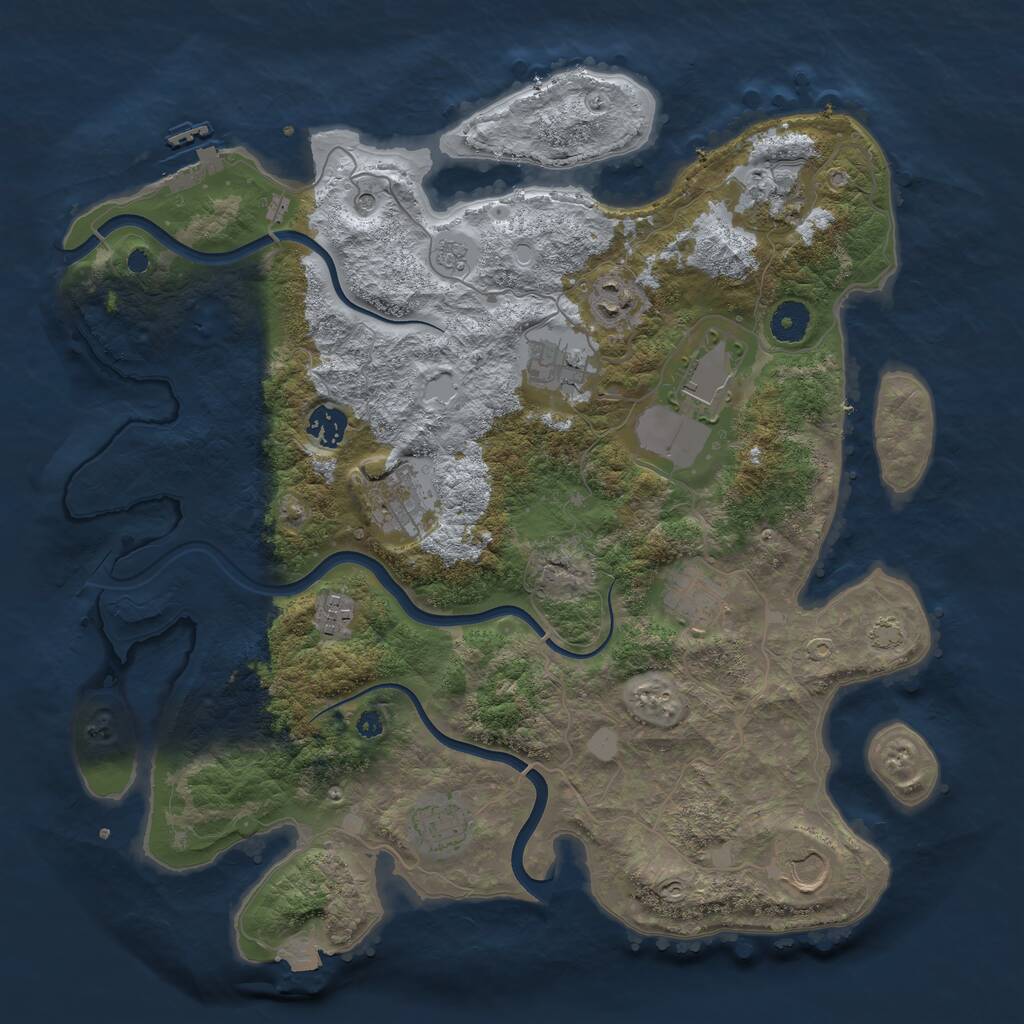 Rust Map: Procedural Map, Size: 3850, Seed: 2054343424, 15 Monuments