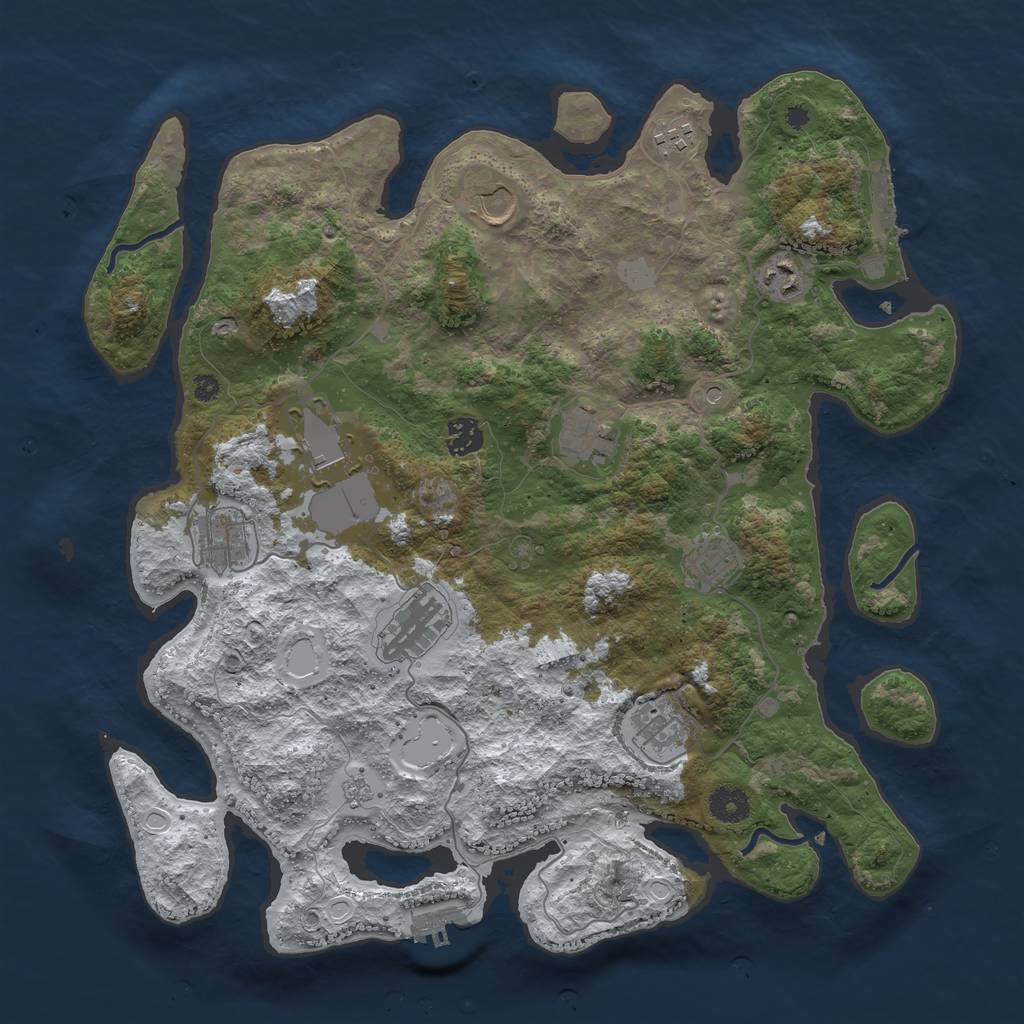 Rust Map: Procedural Map, Size: 3950, Seed: 2062611414, 19 Monuments