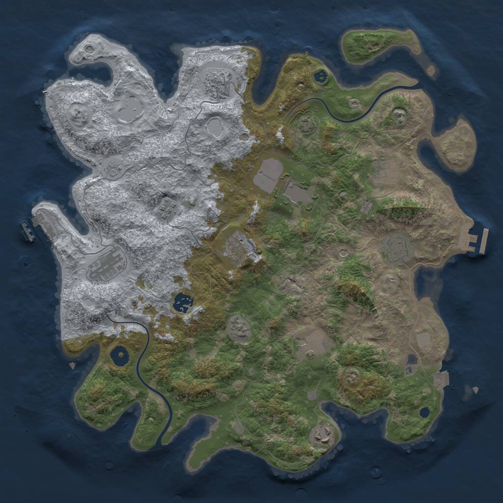 Rust Map: Procedural Map, Size: 3950, Seed: 1438972375, 16 Monuments