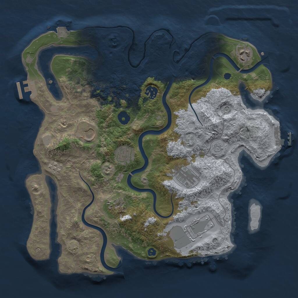 Rust Map: Procedural Map, Size: 3550, Seed: 28955, 14 Monuments