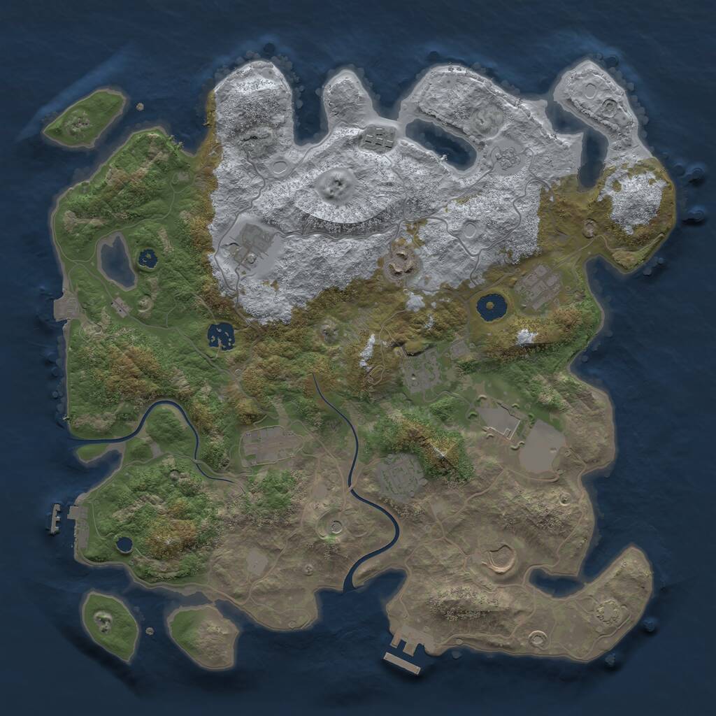 Rust Map: Procedural Map, Size: 3800, Seed: 986434, 16 Monuments