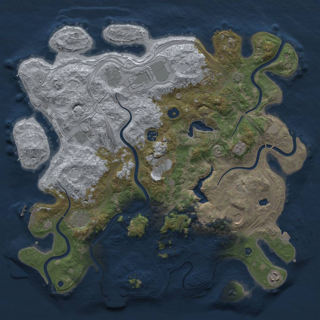 Rust Map: Procedural Map, Size: 4250, Seed: 702282671, 16 Monuments