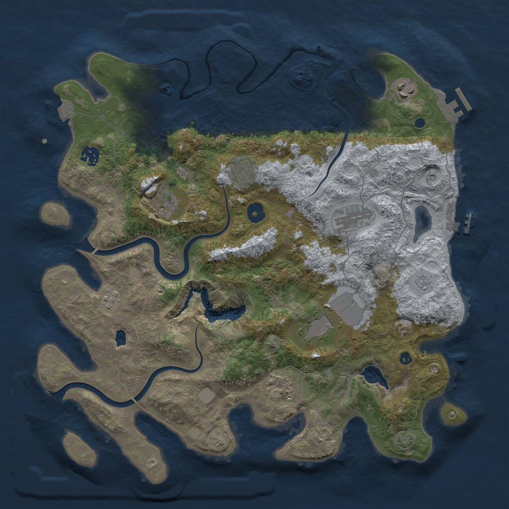 Rust Map: Procedural Map, Size: 4000, Seed: 6174360, 14 Monuments