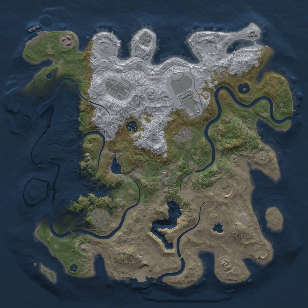 Rust Map: Procedural Map, Size: 4000, Seed: 525648, 14 Monuments