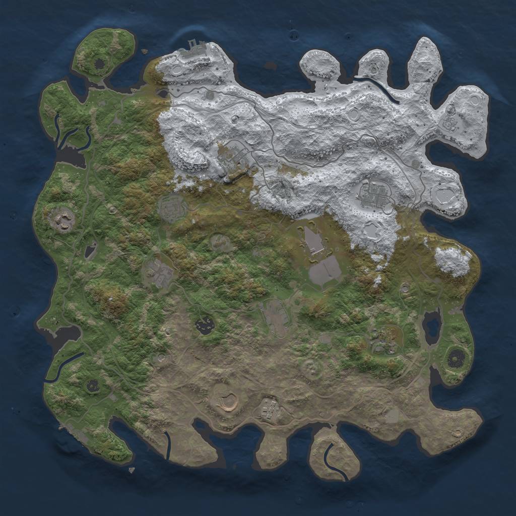 Rust Map: Procedural Map, Size: 4250, Seed: 1207643046, 20 Monuments