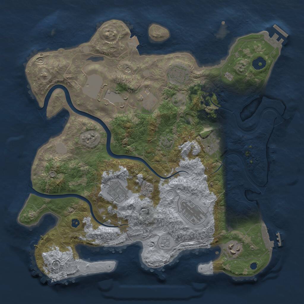 Rust Map: Procedural Map, Size: 3500, Seed: 73091948, 14 Monuments