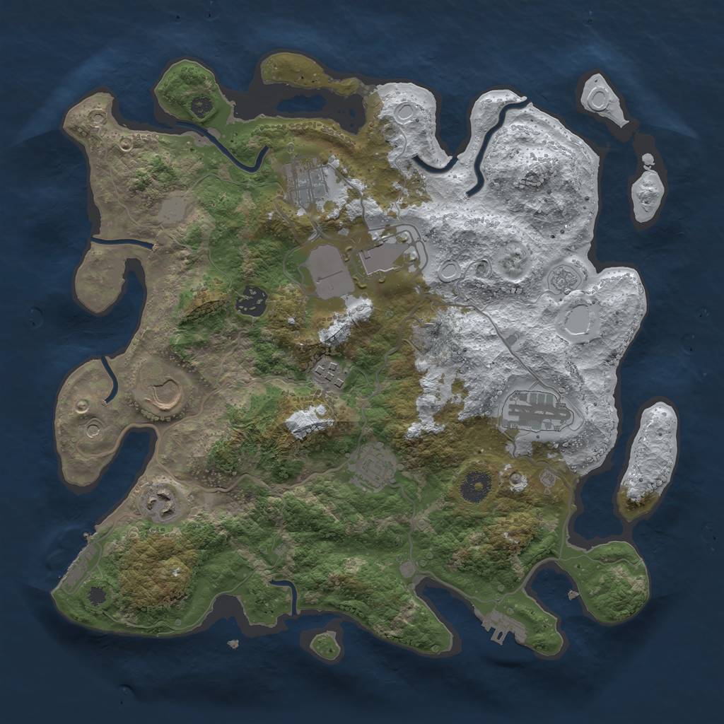 Rust Map: Procedural Map, Size: 3500, Seed: 309710, 17 Monuments