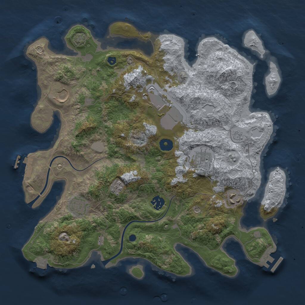 Rust Map: Procedural Map, Size: 3500, Seed: 309710, 13 Monuments