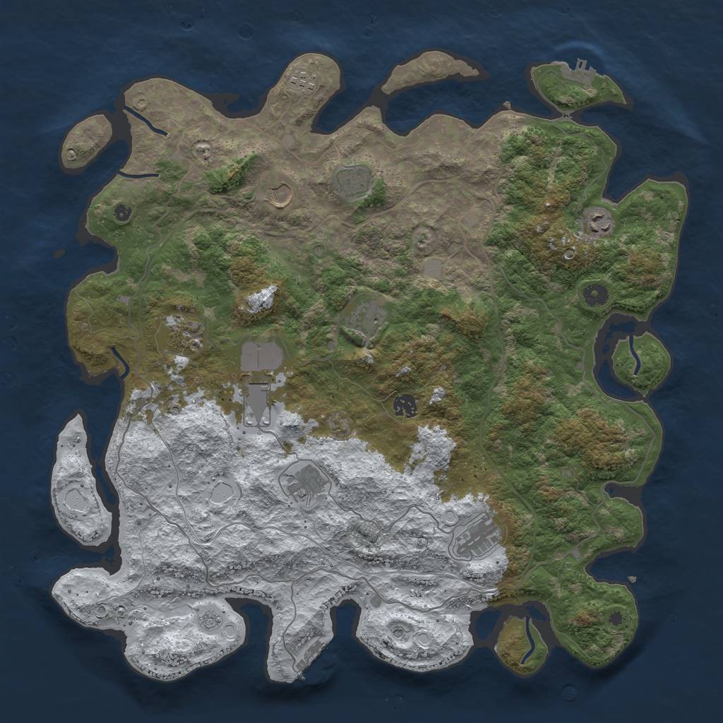 Rust Map: Procedural Map, Size: 4500, Seed: 310088974, 19 Monuments