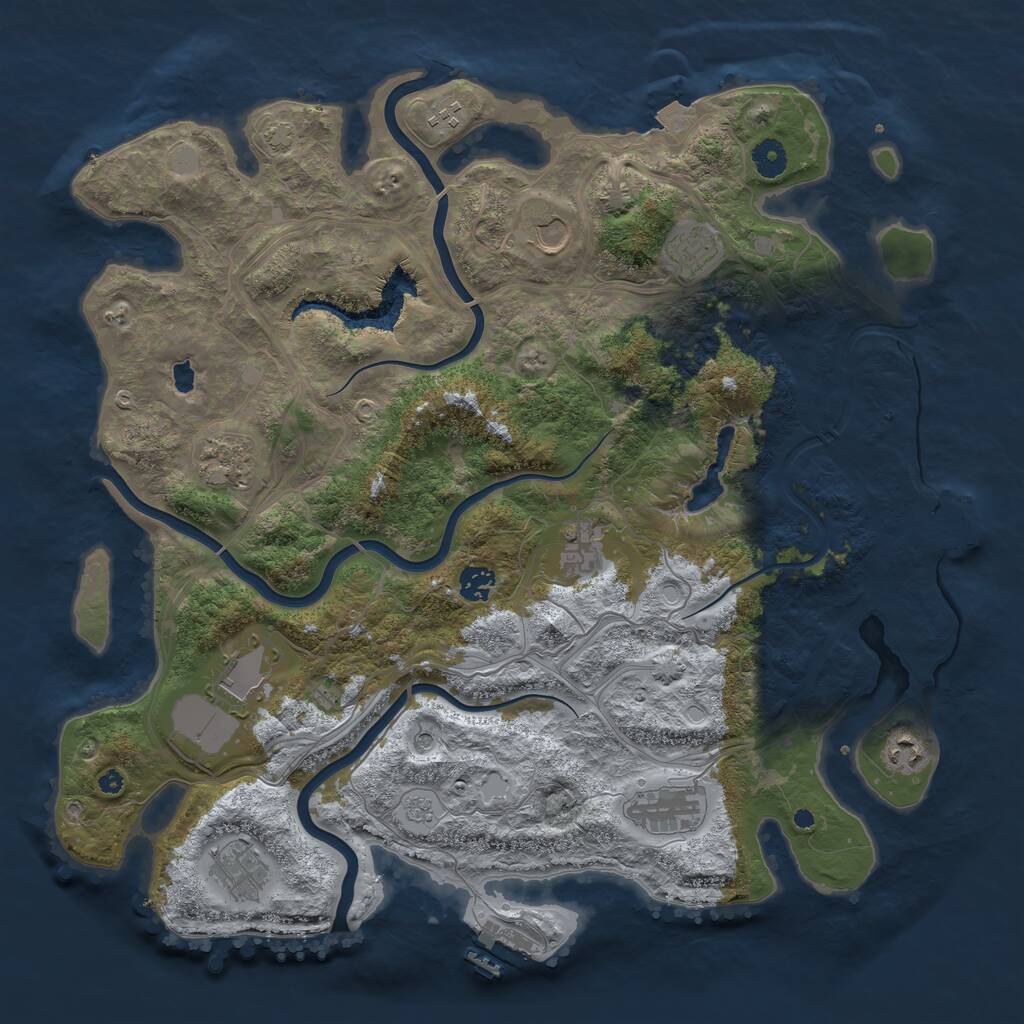 Rust Map: Procedural Map, Size: 4250, Seed: 104907, 16 Monuments