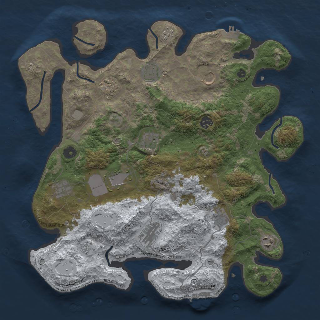 Rust Map: Procedural Map, Size: 3850, Seed: 2018771525, 20 Monuments