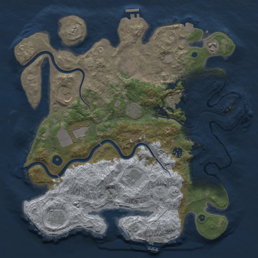 Rust Map: Procedural Map, Size: 3850, Seed: 2018771525, 16 Monuments