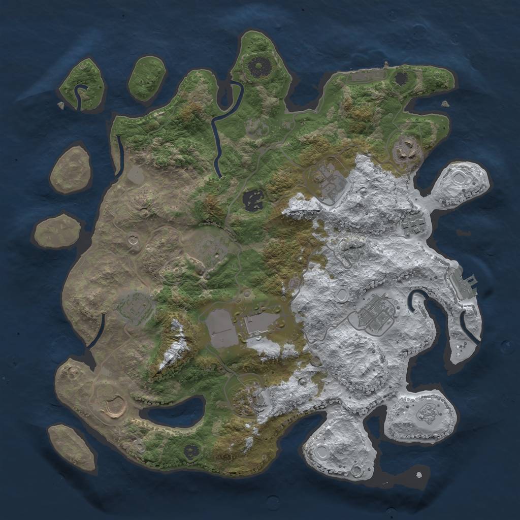 Rust Map: Procedural Map, Size: 3505, Seed: 52908, 19 Monuments