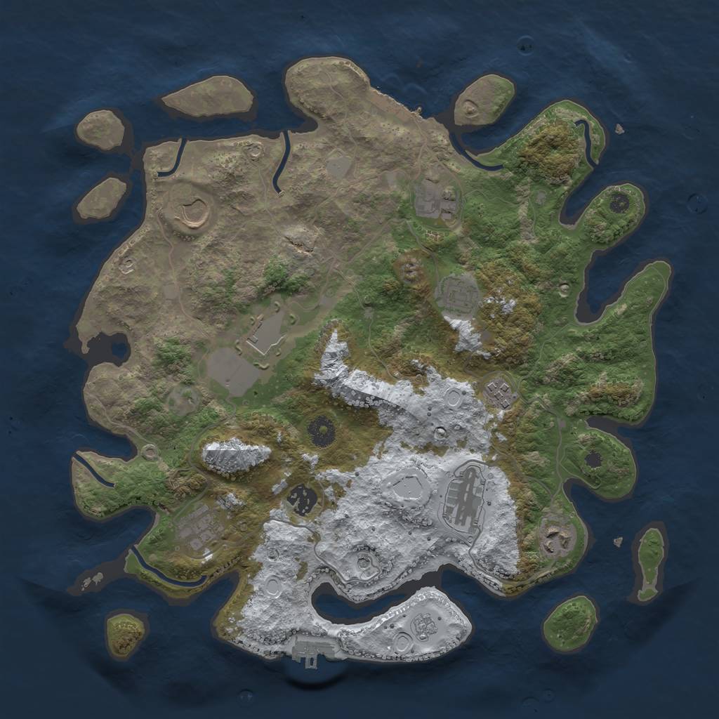 Rust Map: Procedural Map, Size: 3700, Seed: 32636, 18 Monuments