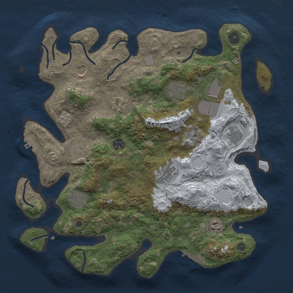 Rust Map: Procedural Map, Size: 3800, Seed: 822154, 20 Monuments