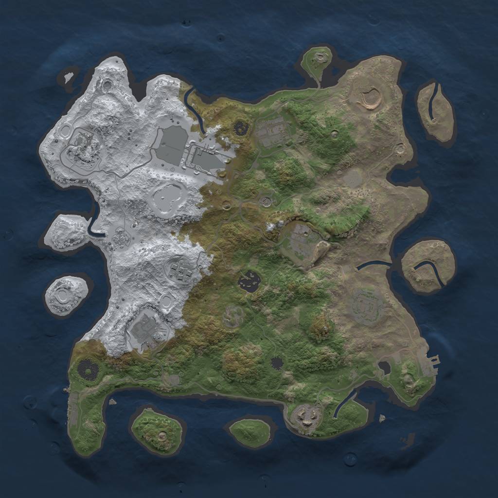 Rust Map: Procedural Map, Size: 3500, Seed: 558, 19 Monuments