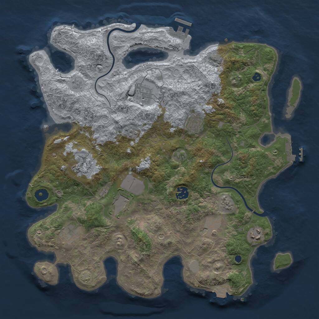 Rust Map: Procedural Map, Size: 3700, Seed: 673537767, 15 Monuments