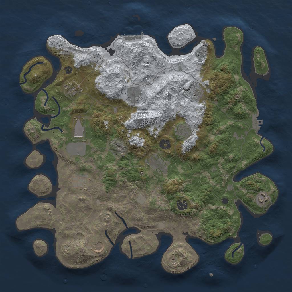 Rust Map: Procedural Map, Size: 3950, Seed: 1623068373, 20 Monuments