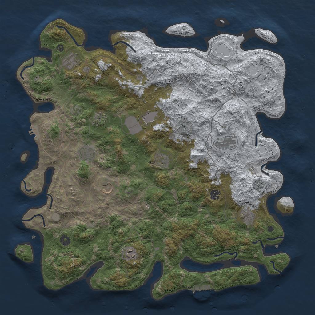 Rust Map: Procedural Map, Size: 4500, Seed: 4318225, 20 Monuments
