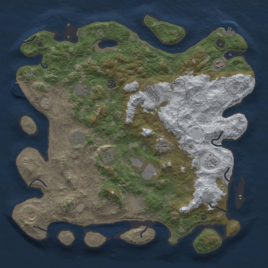 Rust Map: Procedural Map, Size: 4500, Seed: 53, 20 Monuments