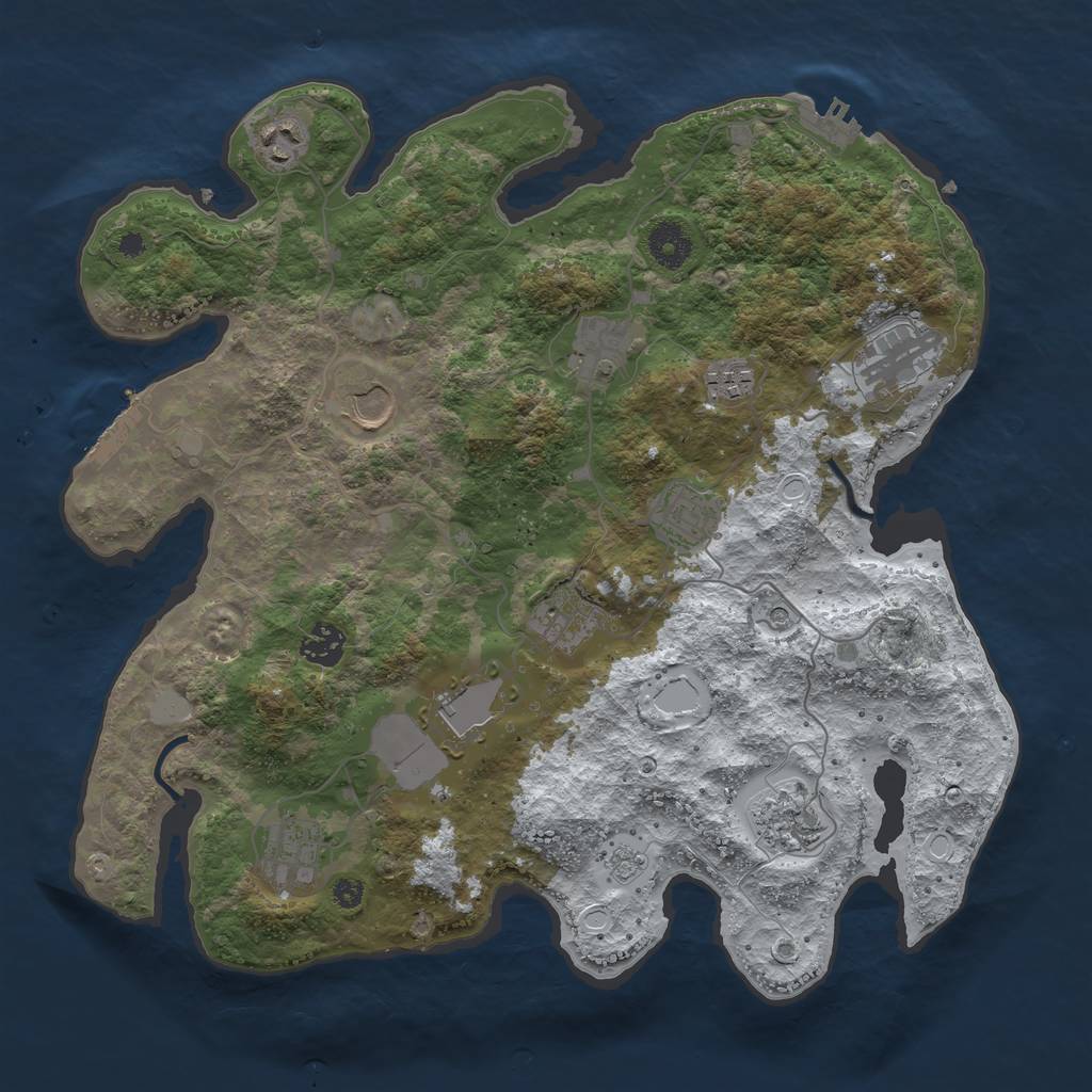 Rust Map: Procedural Map, Size: 3700, Seed: 41645074, 20 Monuments