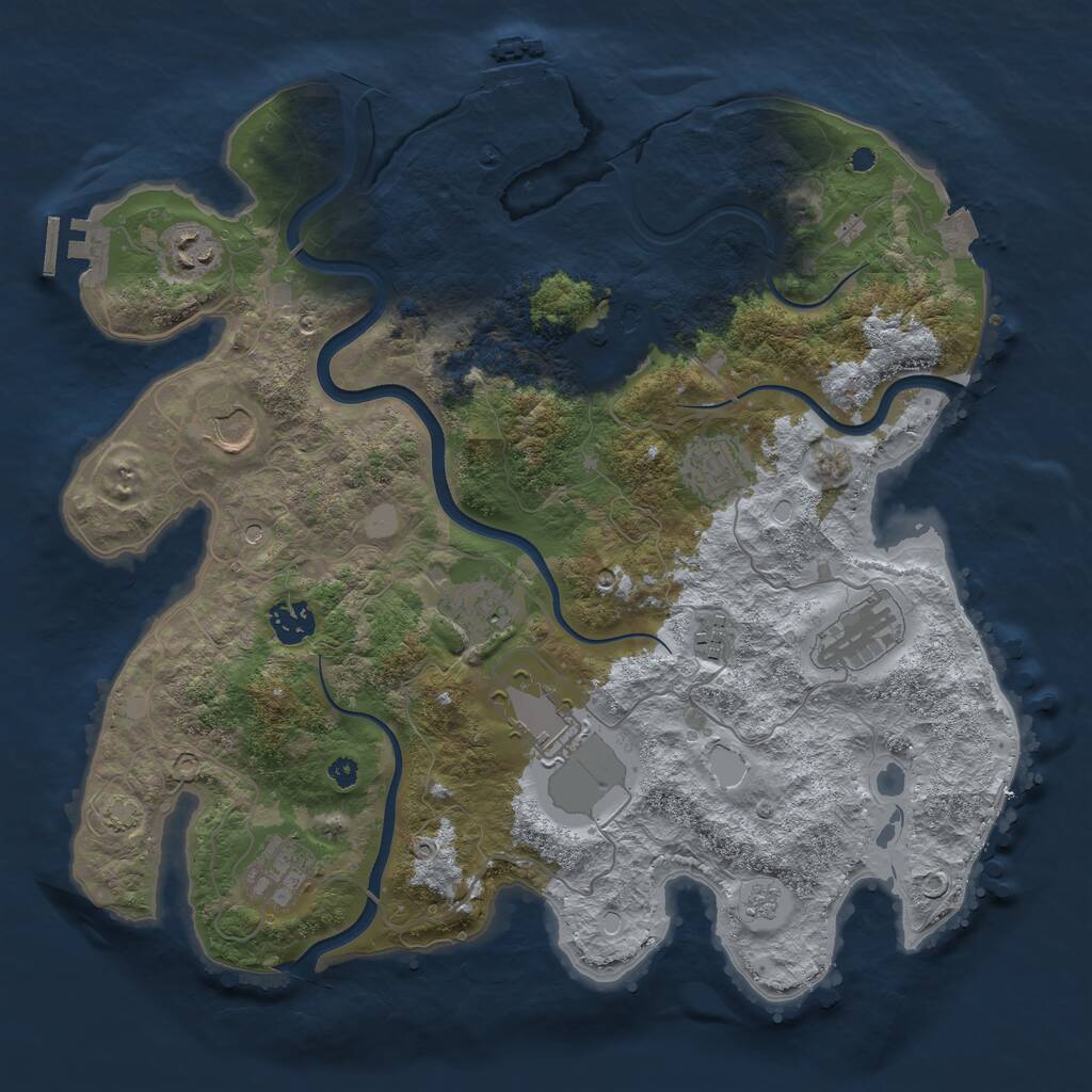 Rust Map: Procedural Map, Size: 3700, Seed: 41645074, 16 Monuments